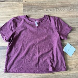 Beyond Yoga Featherweight Crew Neck Short Sleeve Cropped T-shirt XL Burgundy NWT